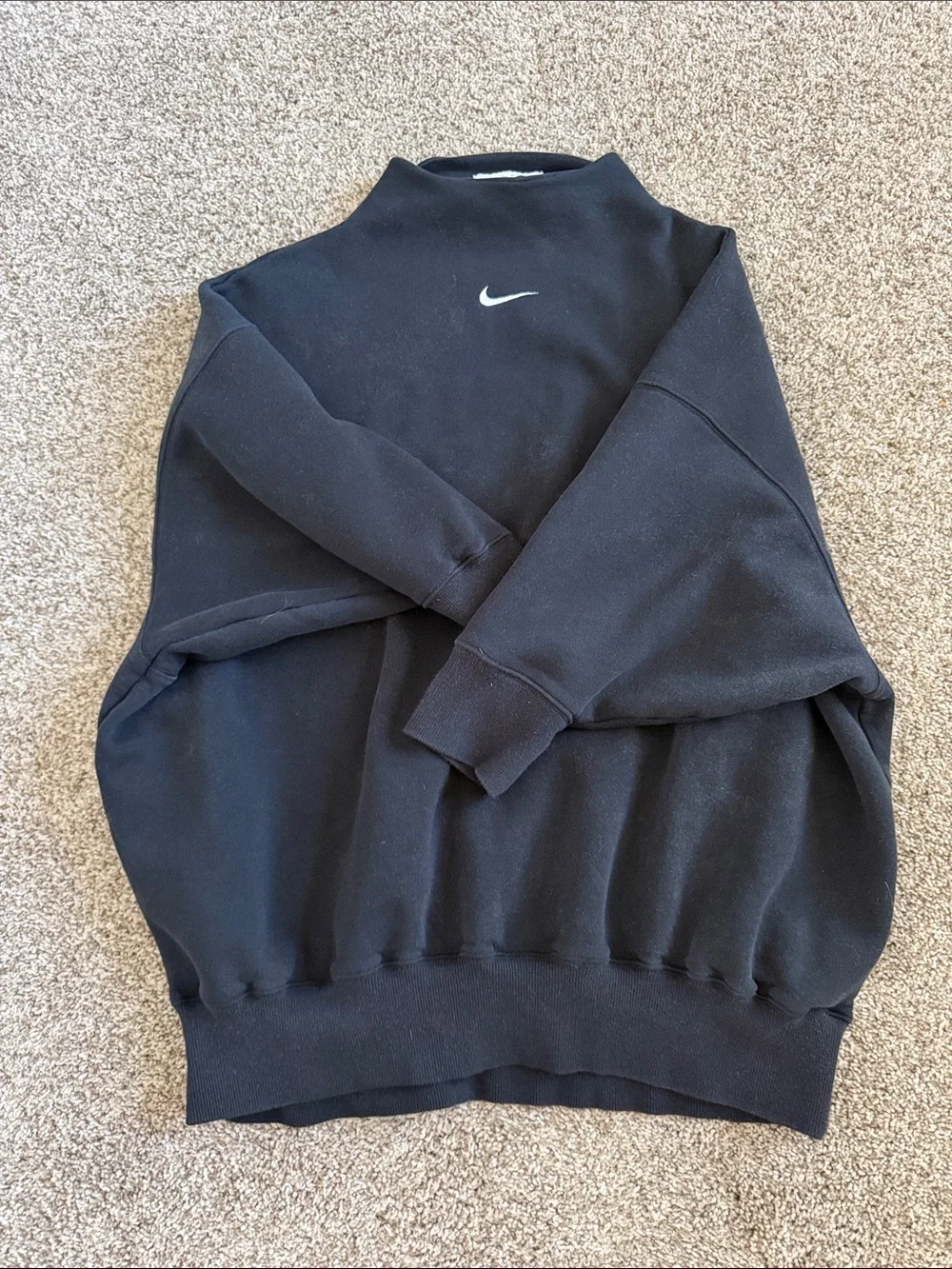 Nike Black Mock Neck Sweatshirt with White Swoosh